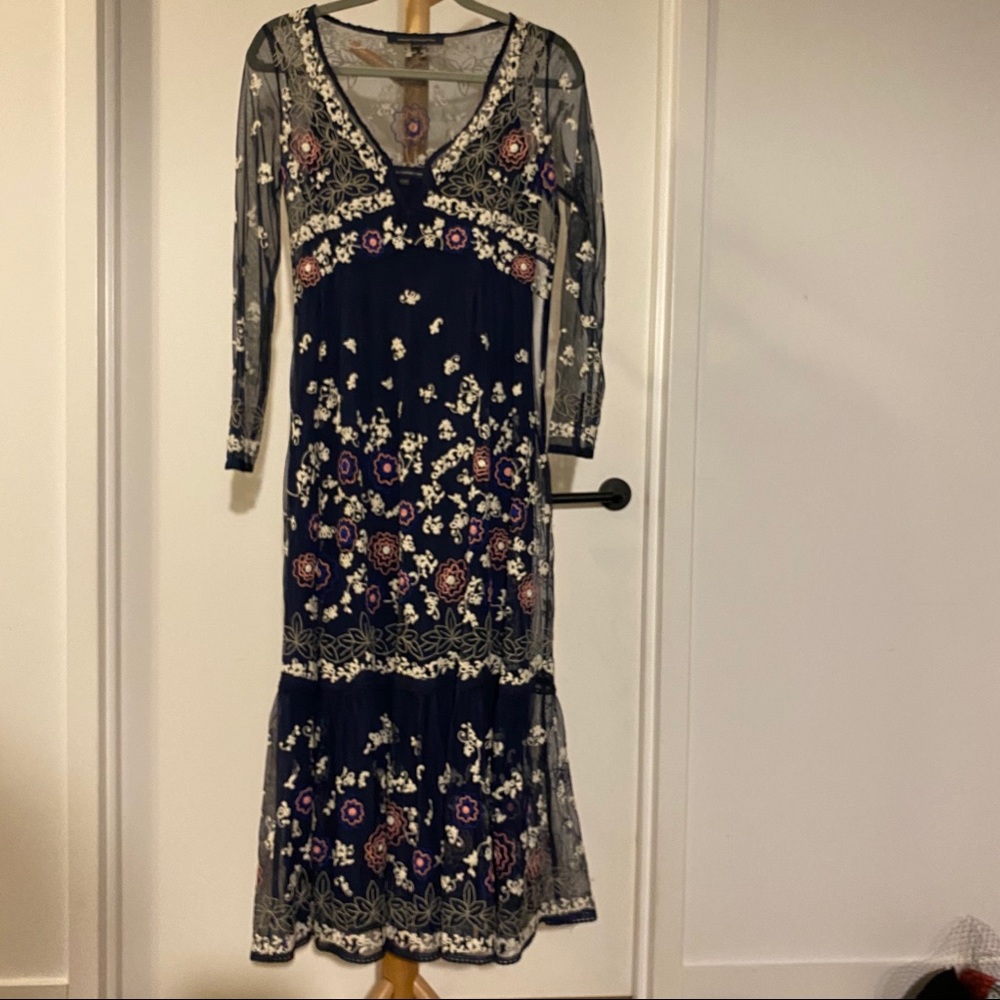 French Connection Embroidered Floral Maxi Dress